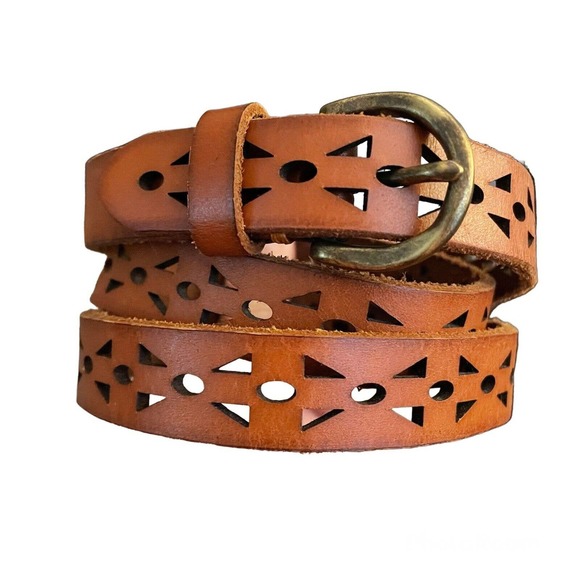 J Crew Small Leather Belt Brown Boho 1” Style F2212 Classic Hippie
